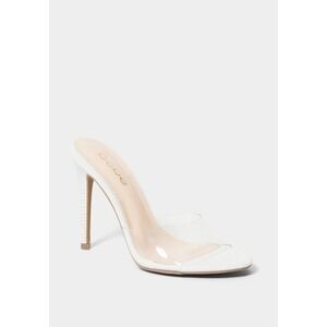 Bebe Sandra Stiletto Heels Sandals Open Toe Clear White Size 11 NWOT